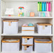 White Fabric Bamboo Linen Storage Basket Set - 8 Pack - Little Label Co The Home of Organisation For Kitchen, Bathroom, Laundry & More