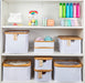 White Fabric Bamboo Linen Storage Basket - Medium - Little Label Co The Home of Organisation For Kitchen, Bathroom, Laundry & More