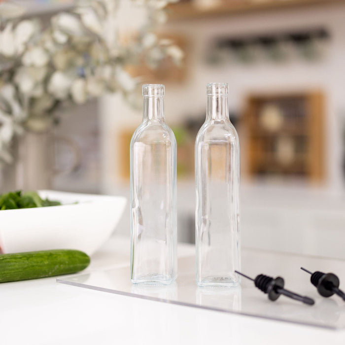 Clear Oil & Vinegar Bottle - 500ml - Little Label Co The Home of Organisation For Kitchen, Bathroom, Laundry & More
