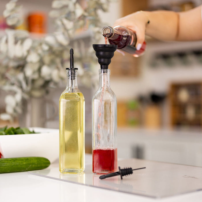 Clear Oil & Vinegar Bottle - 500ml - Little Label Co The Home of Organisation For Kitchen, Bathroom, Laundry & More