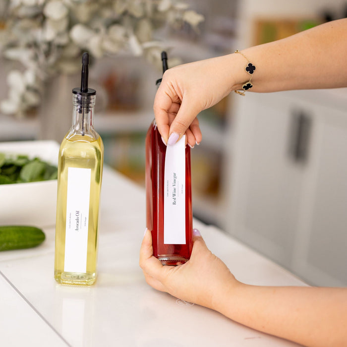 Clear Oil & Vinegar Bottle - 500ml - Little Label Co The Home of Organisation For Kitchen, Bathroom, Laundry & More