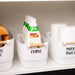 Medium White Storage Tub with Wooden Handle - Little Label Co The Home of Organisation For Kitchen, Bathroom, Laundry & More