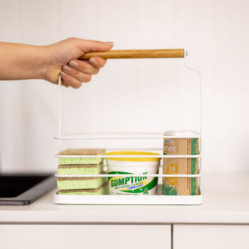 Wire & Bamboo Cruet Holder - Little Label Co The Home of Organisation For Kitchen, Bathroom, Laundry & More