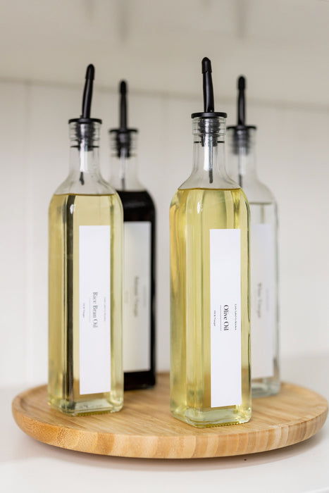 Clear Oil & Vinegar Bottle - 500ml - Little Label Co The Home of Organisation For Kitchen, Bathroom, Laundry & More
