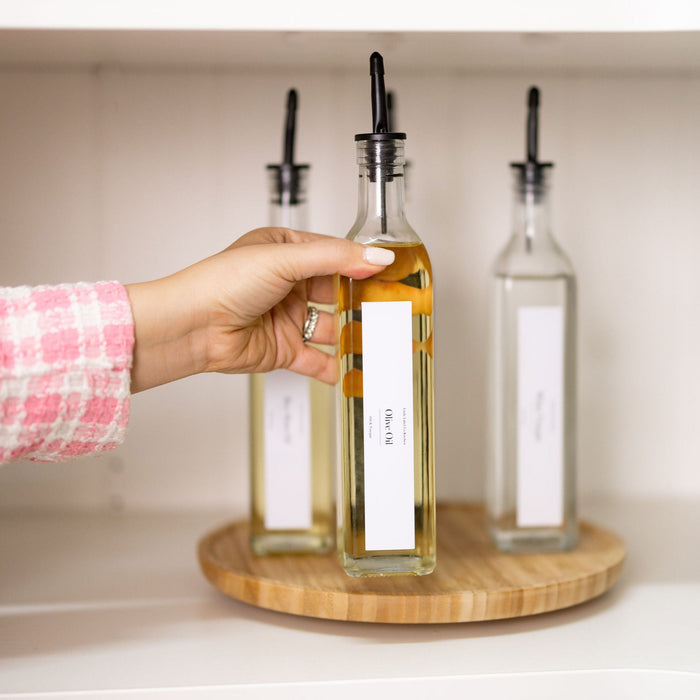 Clear Oil & Vinegar Bottle - 500ml - Little Label Co The Home of Organisation For Kitchen, Bathroom, Laundry & More