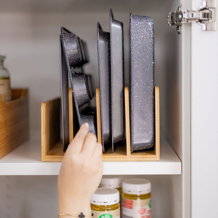 Bamboo Standing Tray & Lid Organiser - Little Label Co The Home of Organisation For Kitchen, Bathroom, Laundry & More