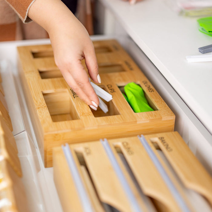 Bamboo Sandwich Bag Organiser - Little Label Co The Home of Organisation For Kitchen, Bathroom, Laundry & More