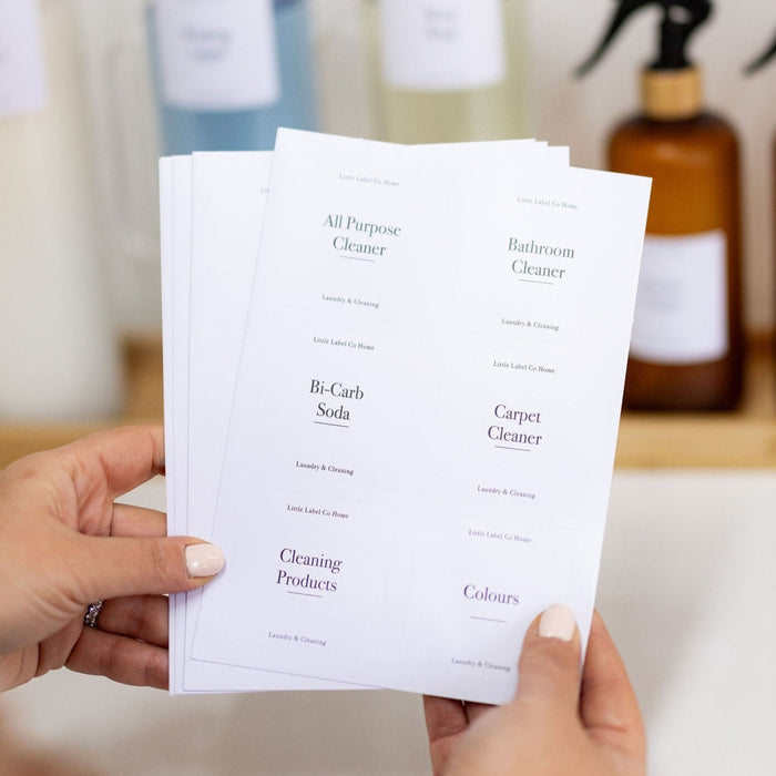 Laundry Cleaning Stickers Square Pack x 30 Labels - Little Label Co The Home of Organisation For Kitchen, Bathroom, Laundry & More