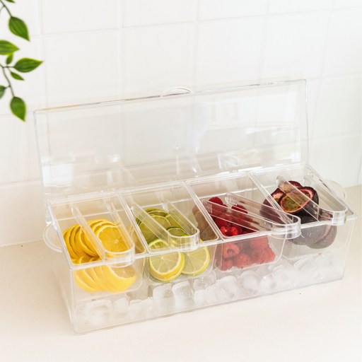 Condiment serving container with 4 inserts and tongs - Little Label Co Australia - The Home of Organisation For Kitchen, Bathroom, Laundry & More