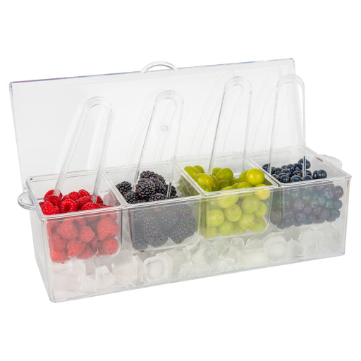 Condiment serving container with 4 inserts and tongs - Little Label Co The Home of Organisation For Kitchen, Bathroom, Laundry & More