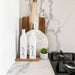 White Oil & Vinegar bottles with Bamboo tray - 500ml
