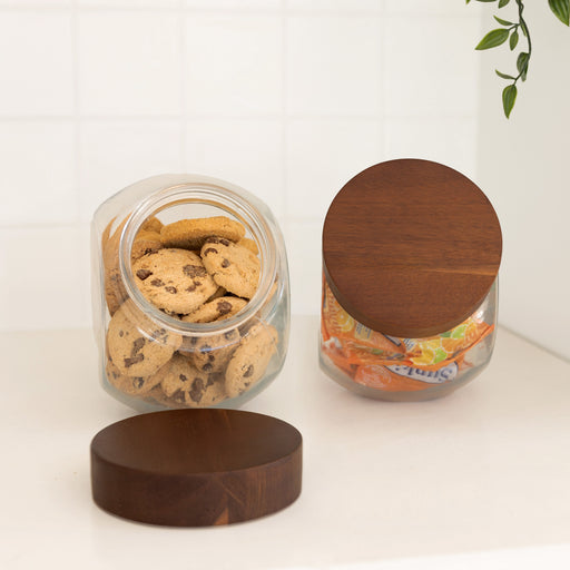 Glass Snack Jar with Acacia Lid - 2L - Little Label Co Australia - The Home of Organisation For Kitchen, Bathroom, Laundry & More