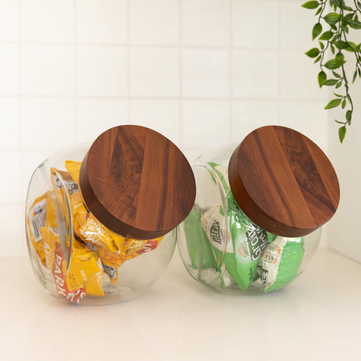 Glass Snack Jar with Acacia Lid - 4L - Little Label Co Australia - The Home of Organisation For Kitchen, Bathroom, Laundry & More