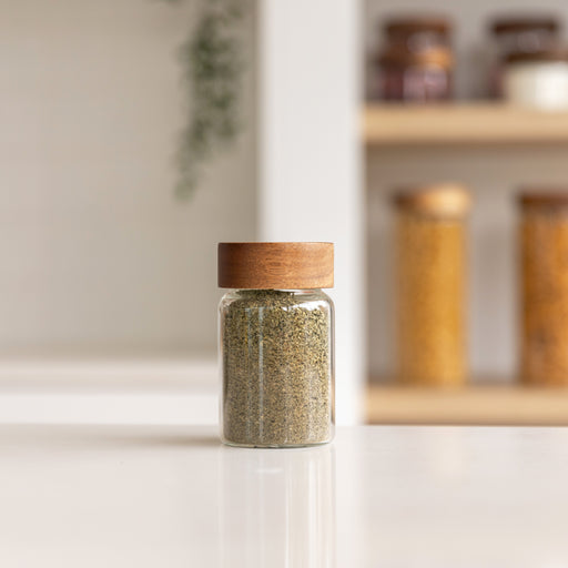 Acacia Wood Glass Jar - 250ml - Little Label Co The Home of Organisation For Kitchen, Bathroom, Laundry & More