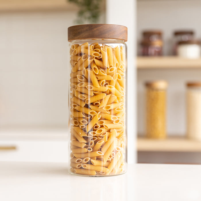 Acacia Wood Glass Jar - 2L - Little Label Co The Home of Organisation For Kitchen, Bathroom, Laundry & More