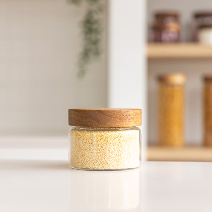 Acacia Wood Glass Jar - 500ml - Little Label Co The Home of Organisation For Kitchen, Bathroom, Laundry & More