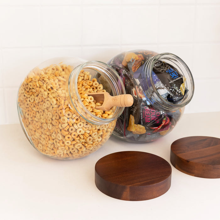 Glass Snack Jar with Acacia Lid - 4L - Little Label Co Australia - The Home of Organisation For Kitchen, Bathroom, Laundry & More