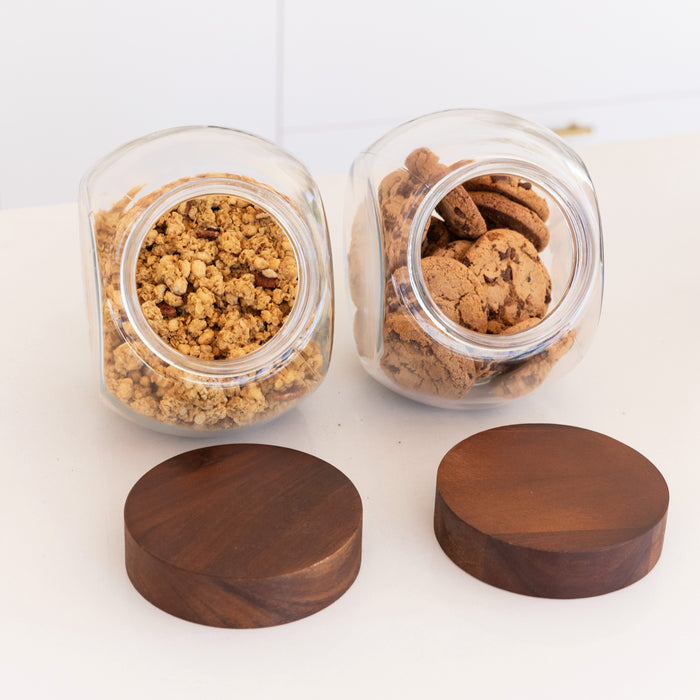 Glass Snack Jar with Acacia Lid - 2L - Little Label Co Australia - The Home of Organisation For Kitchen, Bathroom, Laundry & More