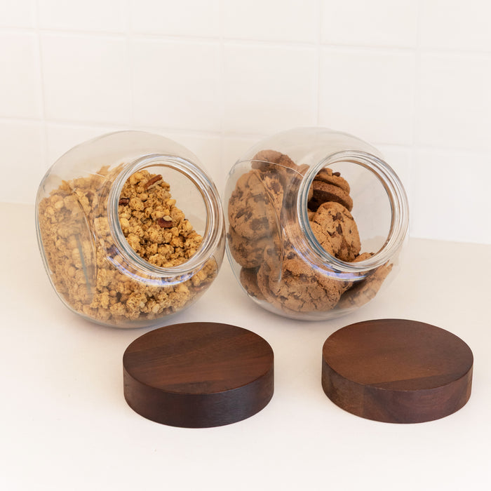 Glass Snack Jar with Acacia Lid - 2L - Little Label Co Australia - The Home of Organisation For Kitchen, Bathroom, Laundry & More