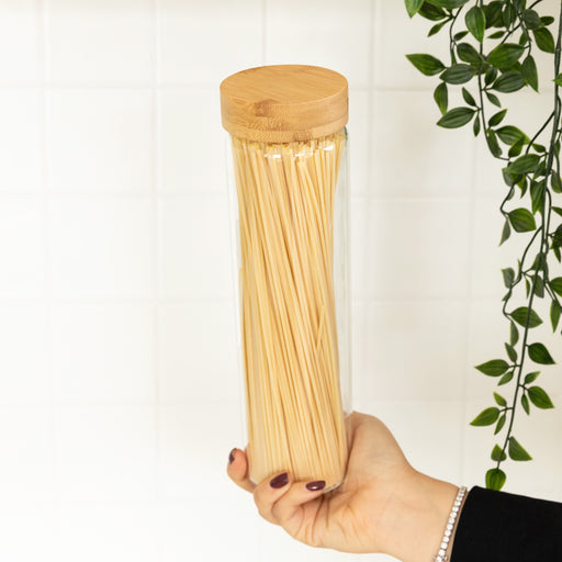 Bamboo Glass Pantry Jar - 1.2L - Little Label Co Australia - The Home of Organisation For Kitchen, Bathroom, Laundry & More