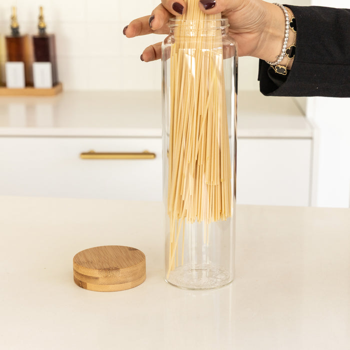Bamboo Glass Pantry Jar - 1.2L - Little Label Co Australia - The Home of Organisation For Kitchen, Bathroom, Laundry & More