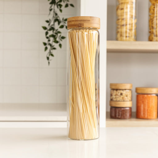 Bamboo Glass Pantry Jar - 1.2L - Little Label Co Australia - The Home of Organisation For Kitchen, Bathroom, Laundry & More