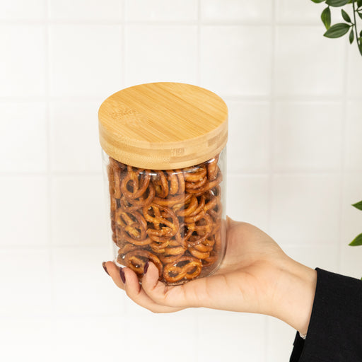 Bamboo Glass Pantry Jar - 1L - Little Label Co Australia - The Home of Organisation For Kitchen, Bathroom, Laundry & More