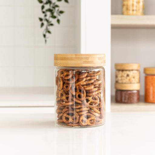 Bamboo Glass Pantry Jar - 1L - Little Label Co Australia - The Home of Organisation For Kitchen, Bathroom, Laundry & More