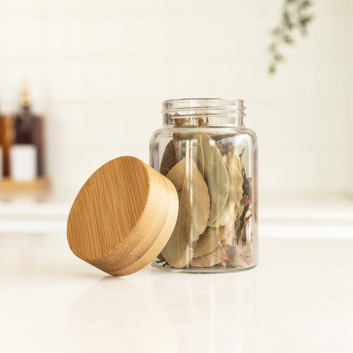 Bamboo Glass Pantry Jar - 250ml - Little Label Co Australia - The Home of Organisation For Kitchen, Bathroom, Laundry & More
