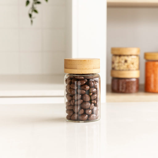 Bamboo Glass Pantry Jar - 250ml - Little Label Co Australia - The Home of Organisation For Kitchen, Bathroom, Laundry & More