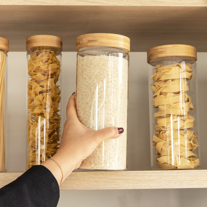 Bamboo Glass Pantry Jar - 2L - Little Label Co Australia - The Home of Organisation For Kitchen, Bathroom, Laundry & More