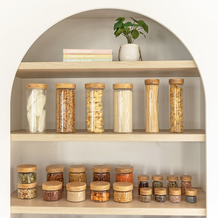 Deluxe Bamboo Glass Jar Pack - Little Label Co Australia - The Home of Organisation For Kitchen, Bathroom, Laundry & More