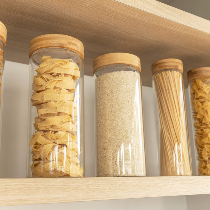 Deluxe Bamboo Glass Jar Pack - Little Label Co Australia - The Home of Organisation For Kitchen, Bathroom, Laundry & More