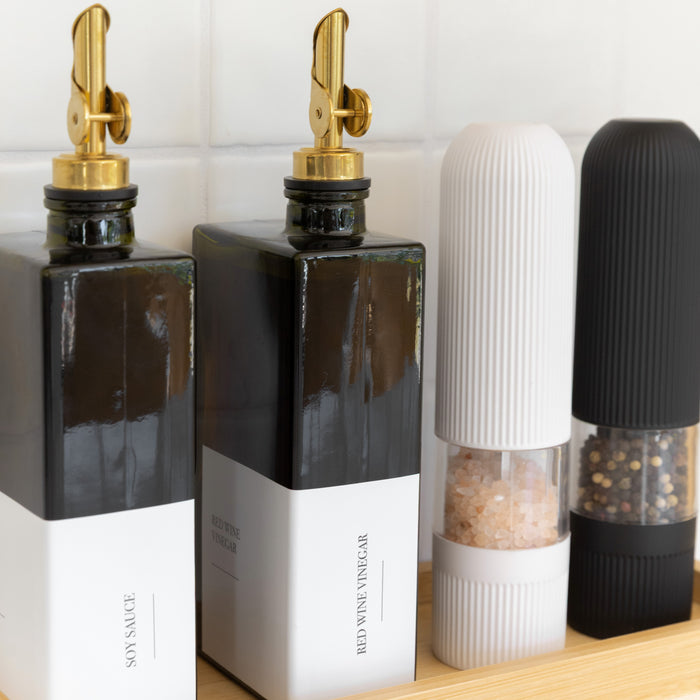 Bamboo Countertop Seasoning Station (Green Book Bottles) - Little Label Co Australia - The Home of Organisation For Kitchen, Bathroom, Laundry & More