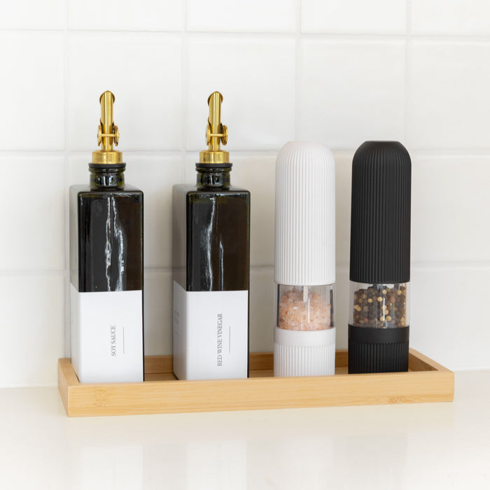 Bamboo Countertop Seasoning Station (Green Book Bottles) - Little Label Co Australia - The Home of Organisation For Kitchen, Bathroom, Laundry & More