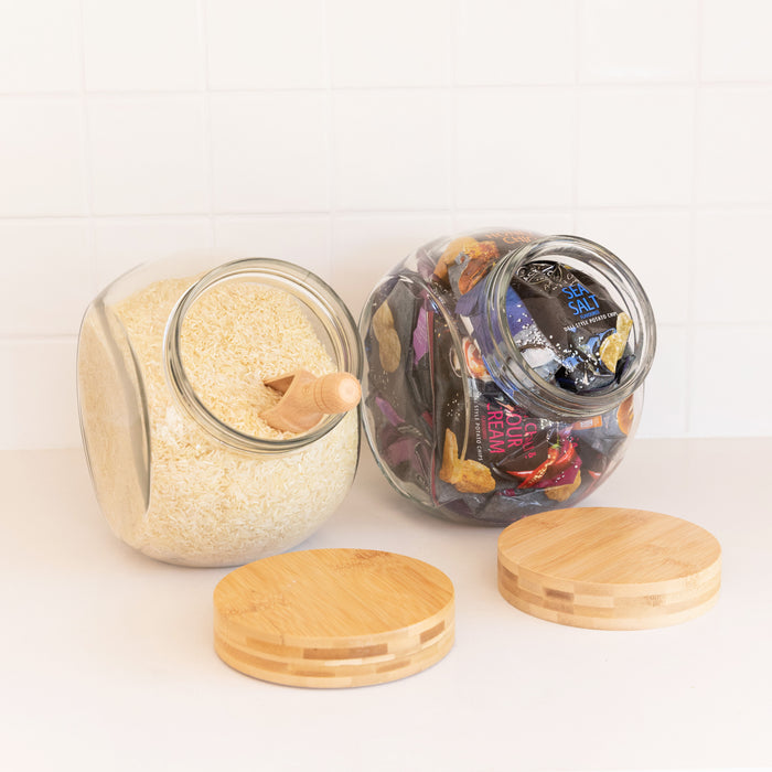 Glass Snack Jar with Bamboo Lid - 4L - Little Label Co Australia - The Home of Organisation For Kitchen, Bathroom, Laundry & More