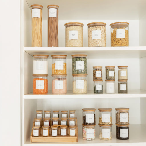 Bamboo Glass Deluxe Pantry Container Pack - Little Label Co Australia - The Home of Organisation For Kitchen, Bathroom, Laundry & More