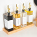 Oil & Vinegar Book Bottles with Bamboo Tray - 4 Pack - Little Label Co The Home of Organisation For Kitchen, Bathroom, Laundry & More