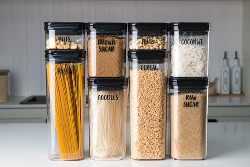Custom LLC Flip Canister and Square Glass Jar Labels - Little Label Co The Home of Organisation For Kitchen, Bathroom, Laundry & More