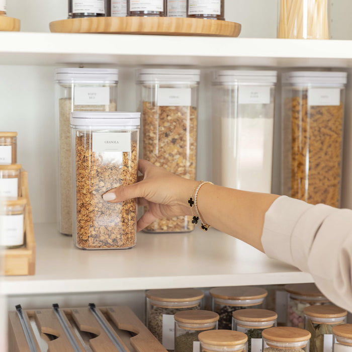 White Flip Canister Value Pack x 16 - Little Label Co Australia - Food Storage Containers - Airtight push top containers - Pantry storage - Pantry organisation. Pantry Organization. 