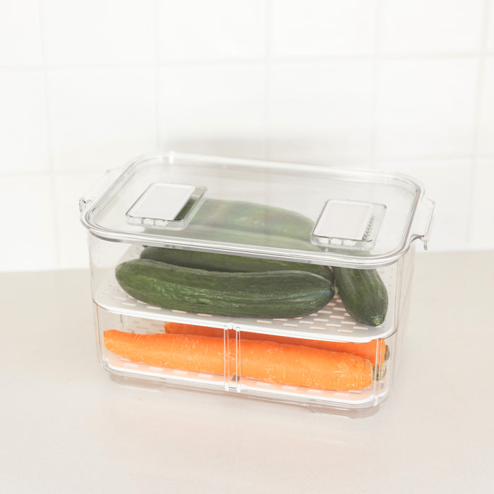 Fridge Organiser with Drainage Plug - Set of 2 - Little Label Co The Home of Organisation For Kitchen, Bathroom, Laundry & More
