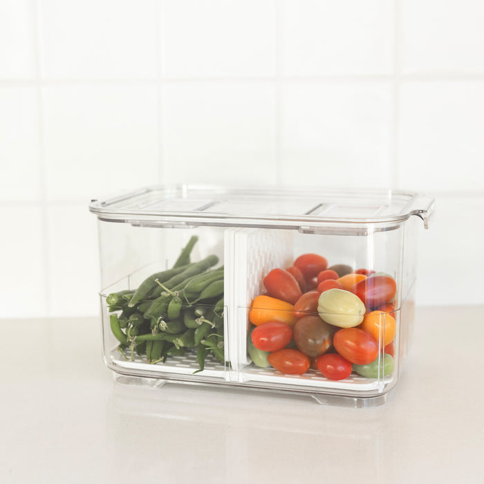 Fridge Organiser with Drainage Plug - Set of 2 - Little Label Co The Home of Organisation For Kitchen, Bathroom, Laundry & More