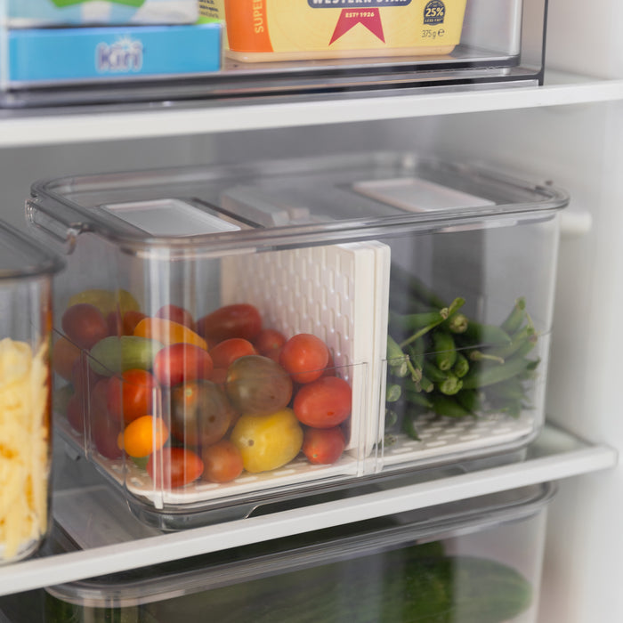 Fridge Organiser with Drainage Plug - Set of 2 - Little Label Co The Home of Organisation For Kitchen, Bathroom, Laundry & More