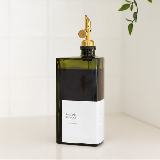 Green Oil & Vinegar Rectangle Book Bottle 500ml (Gold Pourer) - Little Label Co Australia - The Home of Organisation For Kitchen, Bathroom, Laundry & More