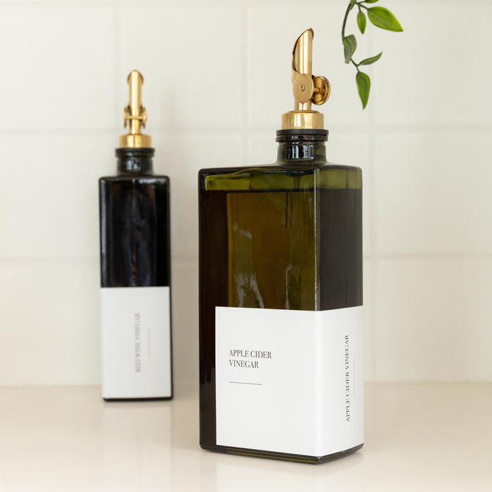 Green Oil & Vinegar Rectangle Book Bottle 500ml (Gold Pourer)
