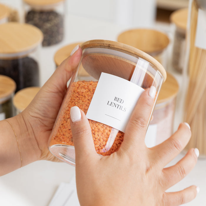 Black & White Pantry Stickers Square Pack x 114 Labels - Little Label Co The Home of Organisation For Kitchen, Bathroom, Laundry & More