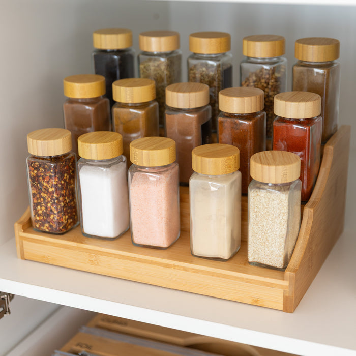 Large Bamboo Spice Rack with 15 Bamboo Shaker Spice Jars Pack - Little Label Co Australia - The Home of Organisation For Kitchen, Bathroom, Laundry & More