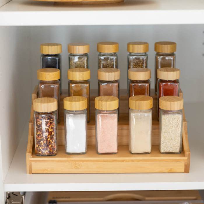 Large Bamboo Spice Rack with 15 Bamboo Shaker Spice Jars Pack - Little Label Co Australia - The Home of Organisation For Kitchen, Bathroom, Laundry & More