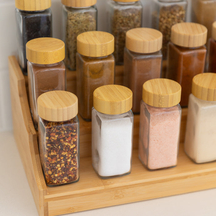 Large Bamboo Spice Rack with 15 Bamboo Shaker Spice Jars Pack - Little Label Co Australia - The Home of Organisation For Kitchen, Bathroom, Laundry & More