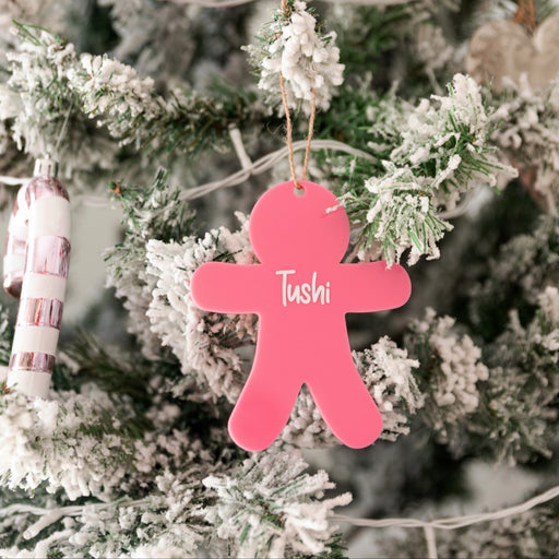 Personalised Christmas Gingerbread Acrylic Baubles (with label) - Little Label Co Australia - The Home of Organisation For Kitchen, Bathroom, Laundry & More